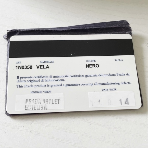 Prada black nylon triangle logo medium cosmetic zip pouch with card - Picture 6 of 15